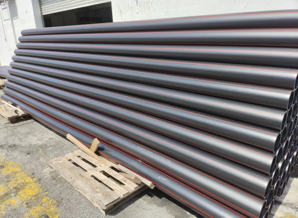 HDPE PN10 black red stripes